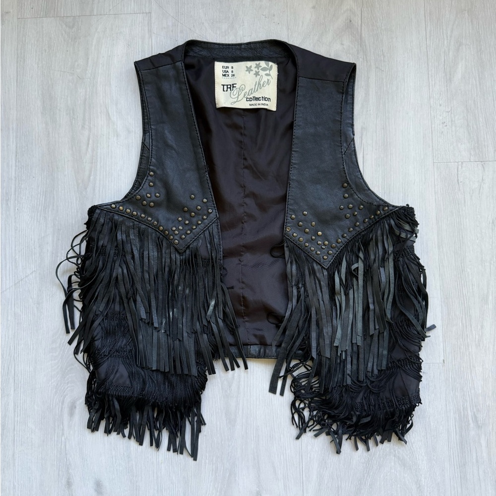 TRF Leather Collection Fringe Vest